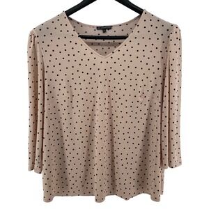 Adrianna Papell Womens 2X Classic Polka Dot Top Puff Sleve Blush Pink Capsule